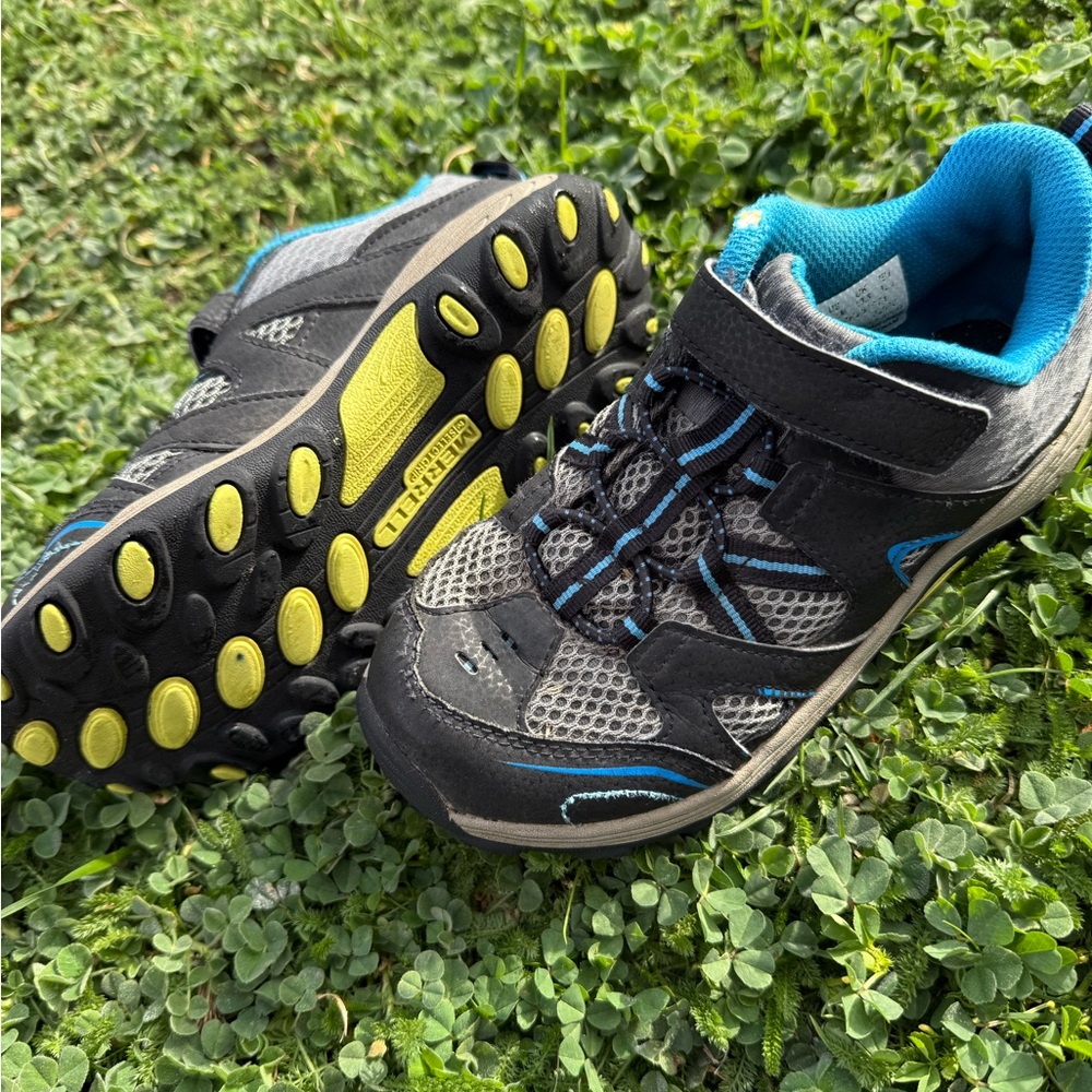 Merrell Kids Trail Chaser Running Hiking Shoes in Grey Blue Citron size 1.5